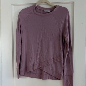 Athleta Dusty Mauve Long-Sleeve Layered Hem Sweatshirt